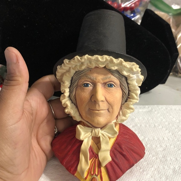 Handcrafted Victorian Lady Bust - Red and Cream
